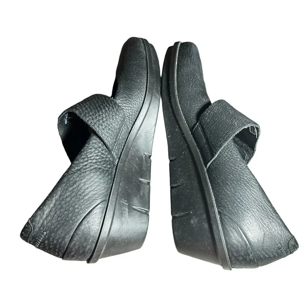 Ecco Skyler Mary Jane Black Leather Wedges Size 38 US 7 comfort hook and loop
